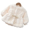thumbnail image 2 of AJZIOJIRO Baby Toddler Fall Winter Jacket Coats for Girls，Newborn Fashion Plush Fleece Outerwear Kids Lace-Up Soft Fuzzy Thick Warm Fleece Coats Jacket for 9 Months-5 Years, 2 of 7