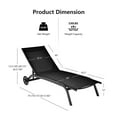 thumbnail image 4 of Costway Outdoor Adjustable Chaise Lounge Patio 6-Position Recliner with Wheels Black, 4 of 7