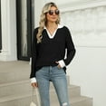 thumbnail image 5 of IWEMEK Women Tops Casual Fall Long Sleeve Shirts Comfort V-Neck Basic Tees Softness Jersey Baggy T-Shirts Black Top 2024, 5 of 7