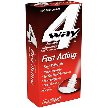 4 Way Fast Acting Nasal Spray, Nasal Decongestant, 1 fl