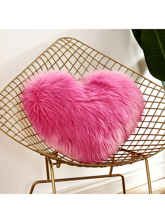 TUTUnaumb Holiday Deals Spot Promotion Fluffy Heart Shaped Throw Pillow Cushion Plush Pillows Home Sofa Decoration Gift For Valentine'S Day,Mothers Day-Hot Pink