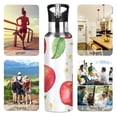 thumbnail image 7 of Yayeee 33oz Insulated Water Bottle Double Wall Stainless Steel with Flip Straw Lid, White Apple Pattern, 7 of 7