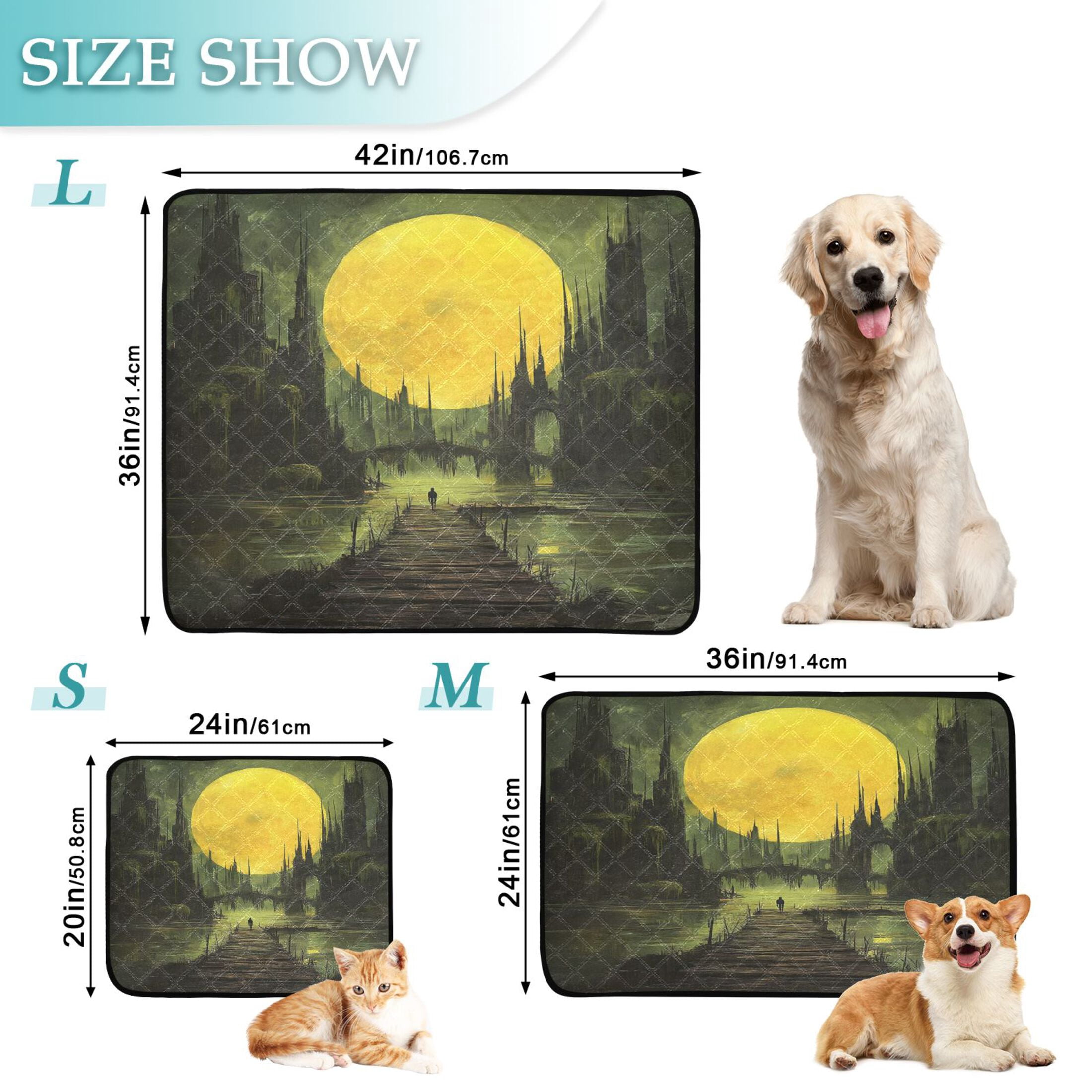 Qxltty Dark Ancient City Cat litter Pads Pet Set of 3 Diaper Mats Center Anti-leakage Layer Absorbent Soft and Comfortable
