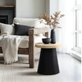 thumbnail image 4 of LuxenHome Light Wood Finish Top with Black Base Manufactured Wood Round Side Table, 4 of 7
