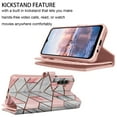thumbnail image 5 of Wallet Phone Case for Samsung Galaxy A14 5G, PU Leather Wallet Case Cover and Cash Credit Card Holder for Women Men, Ebizware Detachable Wallet Case with Magnetic Kickstand & Strap-Marble Pink, 5 of 8