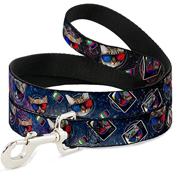 Buckle-Down DL-W30011-N Narrow 0.5" 3-D TV Cats In Space Dog Leash, 4'