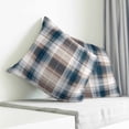 thumbnail image 3 of Blue Brown Plaid Pillow Covers 18x18 Inch Decorative Throw Pillow Cover, Modern Abstract Striped Gingham Checked Sofa Pillowcases Accent Cushion Case Home Decor Bedroom Living Room, 3 of 6