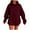 Wine, variant on Inleife Oversized Hoodies for Womens Casual Solid Color Round Neck Long Sleeved Top Loose Hooded Sweatshirts
