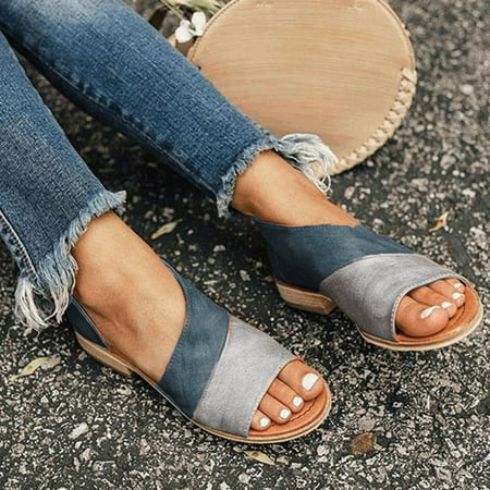 

Aayomet Women s Sandals Women Sandals Low Heel Slippers Sandals One Foot Wear Slippers Sandals Comfortable Walking Summer Wedges Blue 7