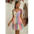 thumbnail image 3 of Women's Gradient Tie Shoulder Layered Dress with Sheer Overlay and Opaque Stretch Lined Body 100% Polyamide Soft Draped, 3 of 5