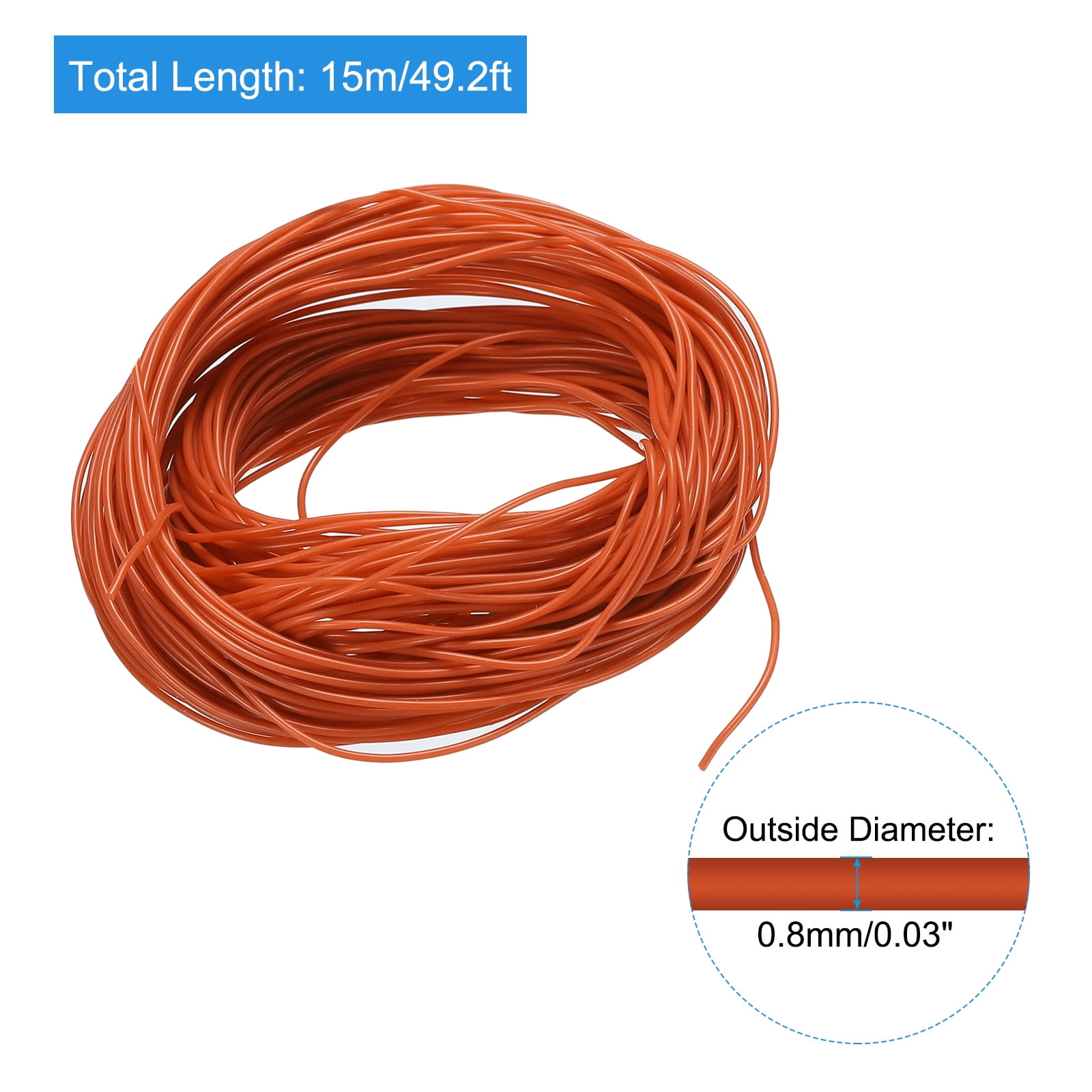 Silicone Wire 30AWG 30 Gauge Flexible Tinned Copper Standard High-Temperature Hookup Wire Orange 15m/49.2ft