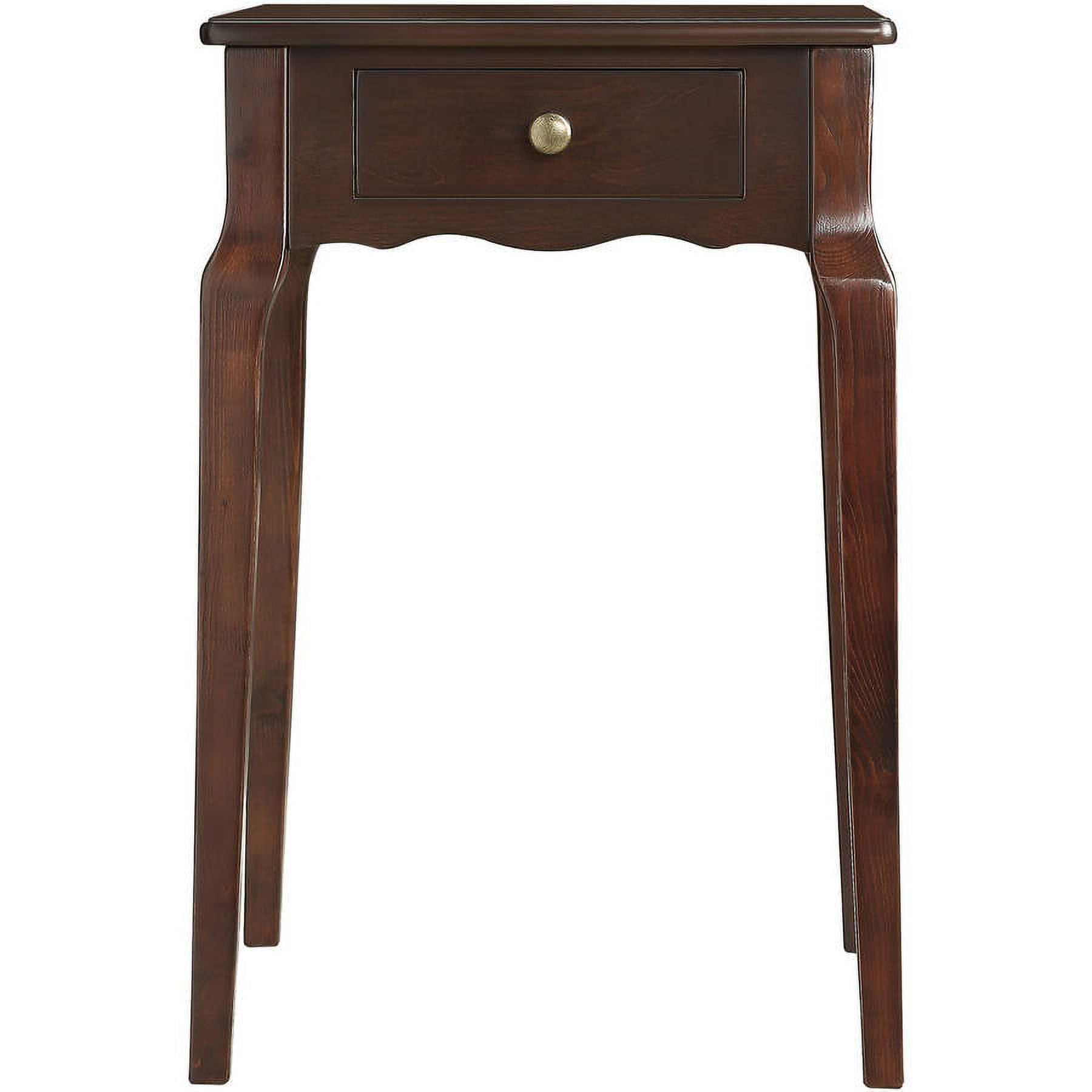 Weston Home Catalpa 24" High Wood End Table with Drawer, Espresso