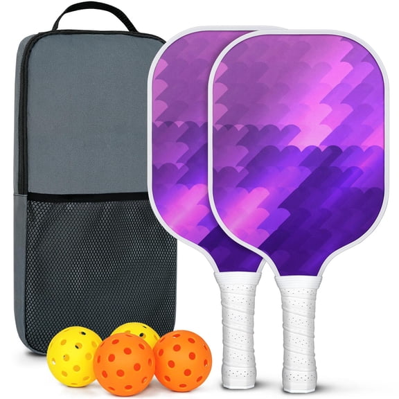 Fighting Series Pickleball Paddles Set Of 2, Fiberglass Surface, 4 Balls & Bag