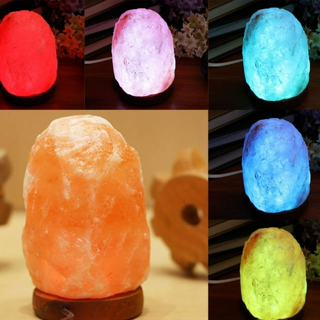 Touch Dimmer Control Himalayan Salt Lamp, Elegant Wooden Base Crystal Salt Lamp With Negative Ions Release, Natural Landscape Light For Bedside Night Lamp