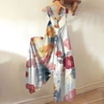thumbnail image 2 of Huresd Overalls for Women Wide Leg Backless Suspender Overalls Sleeveless Floral Print Loose One Piece Baggy Overalls Orange M, 2 of 5