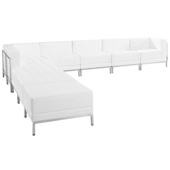 Flash Furniture Imagination 9 Piece Leather Sectional Set in White