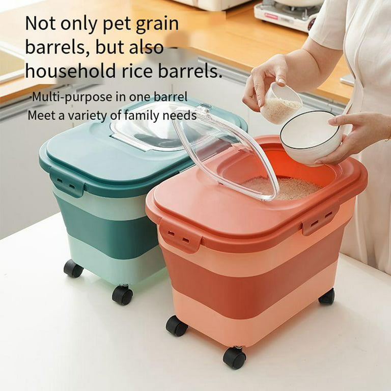 VISTABLUE Collapsible Rice Food Storage 22Lbs Dog Food Container with  Transparent Locking Lid for Kitchen Dry Pantry Bucket Container (Grey) -  Yahoo Shopping