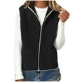 thumbnail image 5 of Hueook Puffer Vests for Women Pocket Coat Short Jacket Winter Sleeveless Fleece Button Solid Hooded Outerwear Black S, 5 of 6