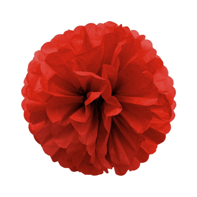 Wosthever Juego de bolas de flores de papel rojas de 7,8 pulgadas, pañuelos para colgar para fiesta de cumpleaños, bolas de papel con pompón, Kits de decoración para fiestas Rojo 10 pulgadas
