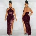 thumbnail image 2 of Prolriy Robe de Cocktail Femme Paillettes Transparentes Couleur Unie Sans Manches Col Robes de Soirée pour Femmes 2025 Nouvelle Année Robe B m, 2 of 7