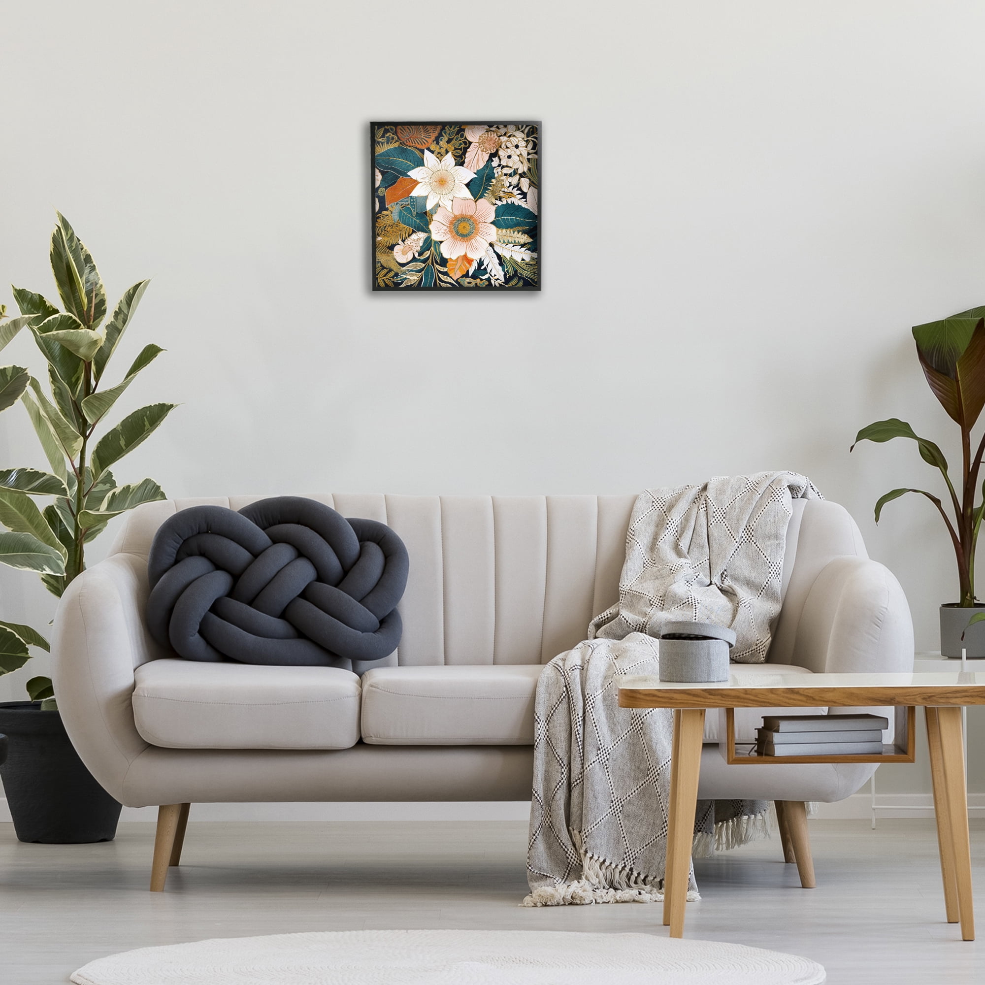 Stupell Industries Eclectic Floral Pattern Botanical & Floral Painting Black Framed Art Print Wall Art, 17 x 17