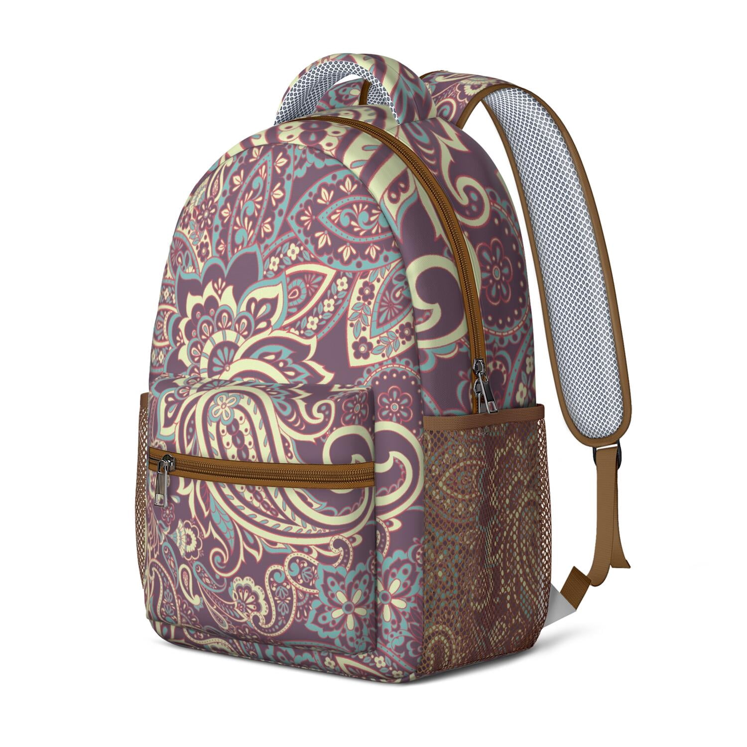 Aesthetic Geometric Paisley Backpack - Stylish Waterproof School Bag for Teens & Commuters