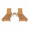 thumbnail image 3 of 3 Piece Modern Poly Reclining Chaise Lounge With Wheels, Teak, 3 of 4