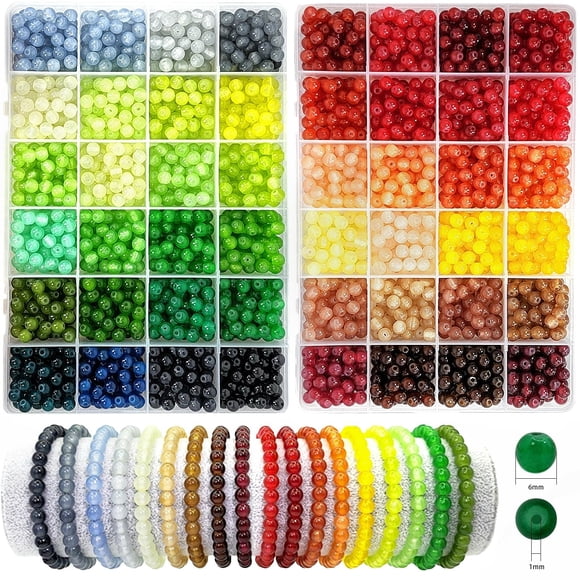 Perlas de vidrio Gaspletu para hacer joyas, 2600 unidades, 6 mm, 48 colores