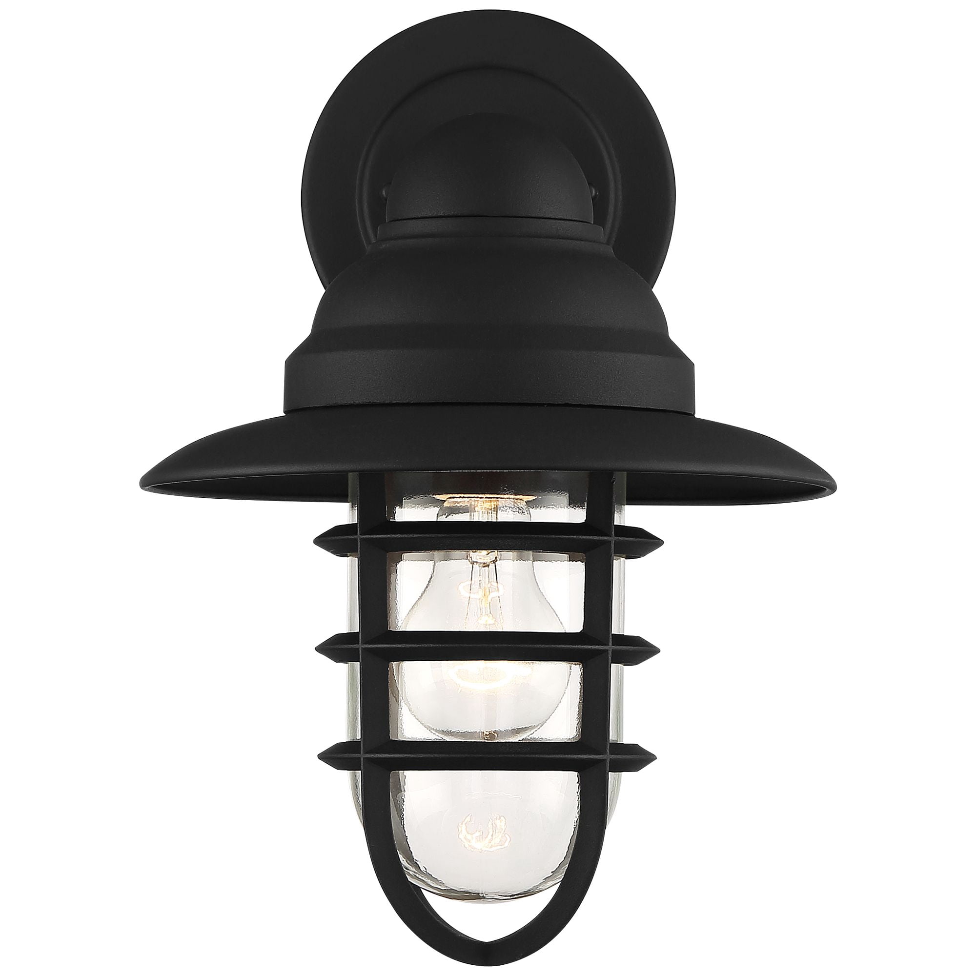 John Timberland Marlowe Rustic Industrial Farmhouse Outdoor Wall Light Fixture Black Hooded Cage 13" Clear Glass for Post Exterior Barn Deck House