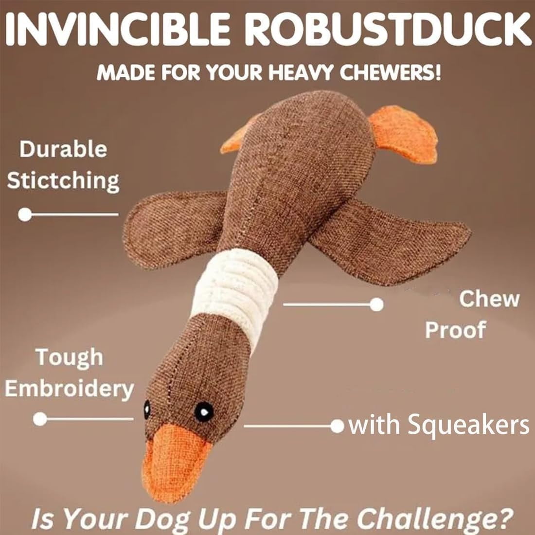 2026 NewRobust Duck for Chewers, Robustduck-Designed for Heavy Chewers, Indestructible Robust Duck Dog Toy, Long-Lasting Stitching for Large Medium Small Dogs (3pcs)