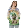 thumbnail image 4 of Happy St. Patrick’s Day Pug with Green Hat Shamrocks Rainbow All Over Print 3D Hoodie Unisex Merch Hoodies Dog Lover Gifts - 03007, 4 of 6