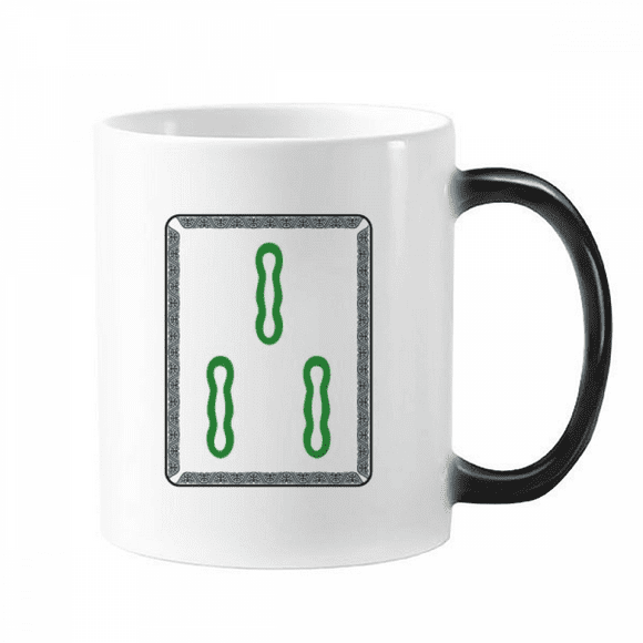 Mahjong Bar 3 Tiles Pattern Changing Color Mug Morphing Heat Sensitive Cup With Handles 350ml