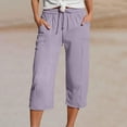 thumbnail image 2 of Flmaly vacation outfits for women High Waistband Linen Pants For Women Lightweight Spring Womens Summer Pant 2025 Ladies Vacation Beach Trousers With Pockets Vacation Outfits, 2 of 6