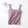 thumbnail image 3 of Fanxing Women's Cotton Tank Top with Build in Bra Adjustable Wider Strap Camisole Basic Cami Tanks Purple,XL, 3 of 8