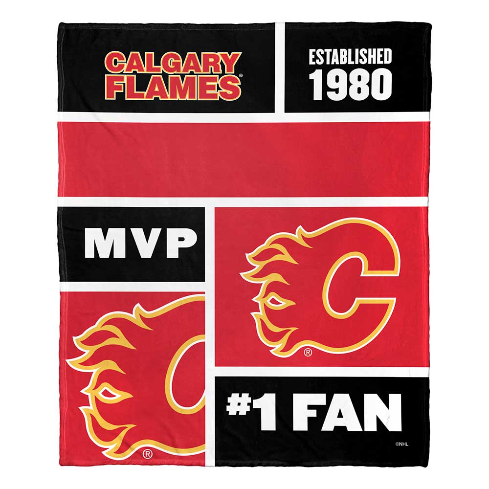 Calgary Flames NHL Colorblock Personalized Silk Touch Throw Blanket, 50" X 60"