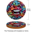 thumbnail image 3 of Graffiti 6PCS Round Microfiber Leather Coasters, 11x11 cm/4.3x4.3 in, Drink Mats for Home and Office, Set of 6 Coasters, 3 of 6