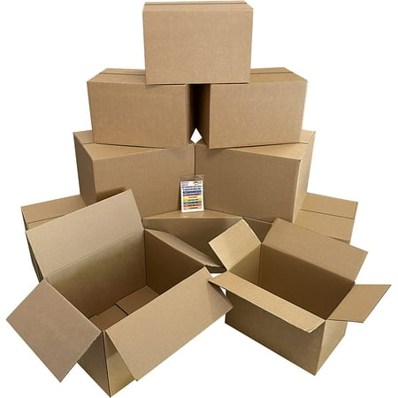 Uboxes Moving Box Combo Pack - 4 Smalls, 6 Mediums, & Moving Labels