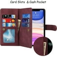 thumbnail image 6 of Wallet Case Compatible with iPhone 11 Detachable 2 in 1 Magnetic Case Case,[6 Card Slots] [Wrist Strap] [Stand Feature] Luxury Leather Cover Shockproof Slim Case for iPhone 11,6.1 inch Burgundy, 6 of 16