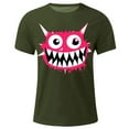 thumbnail image 4 of T-shirts for Men Printed Short Sleeve Casual Round Neck T-shirt Top Army Green XXL Mens Tops, 4 of 4