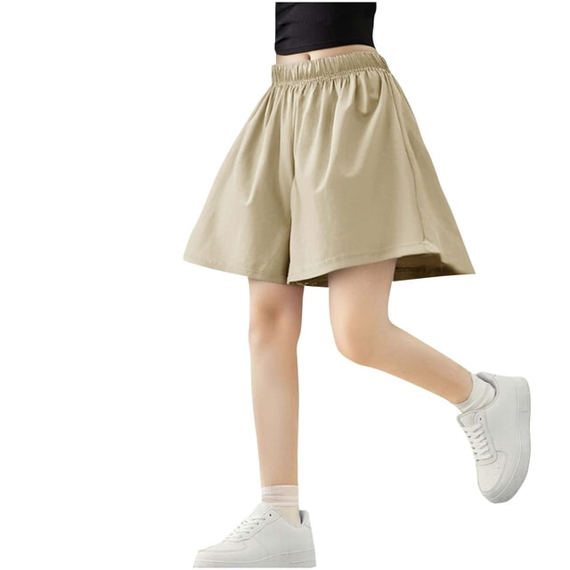 Zpanxa Girls Running Shorts Nylon Spandex Solid Color Lightweight Breathable Cool Pants 7 Years