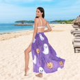 thumbnail image 6 of FORMRS Womens Beach Sarong Semi-Sheer Bikini Wrap Skirt Swimsuit Cover-ups, Halloween Purple Ghosts, 6 of 7