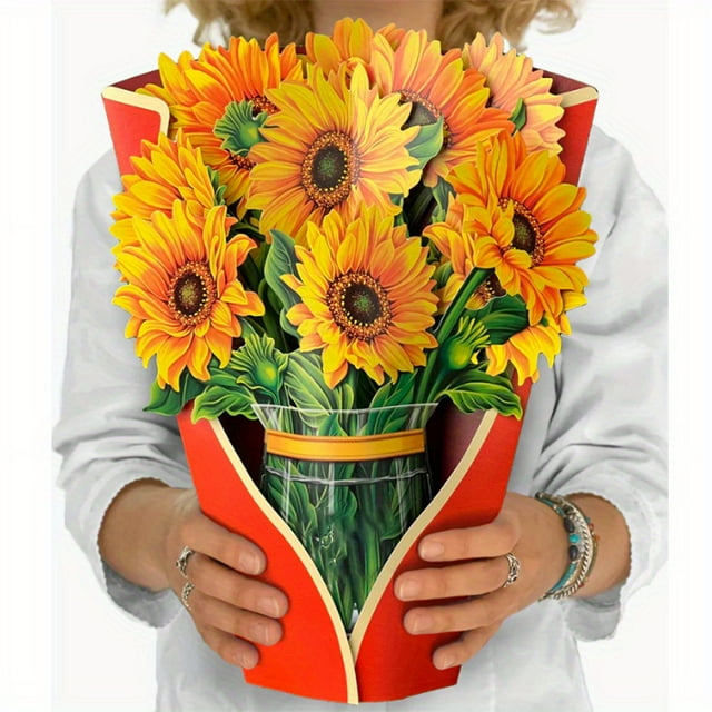 3D Pop Up Flower Bouquet Greeting Card, The Perfect Multifunctional Card For Father's Day, Birthdays, Moving, Blessings, And Thank Yous