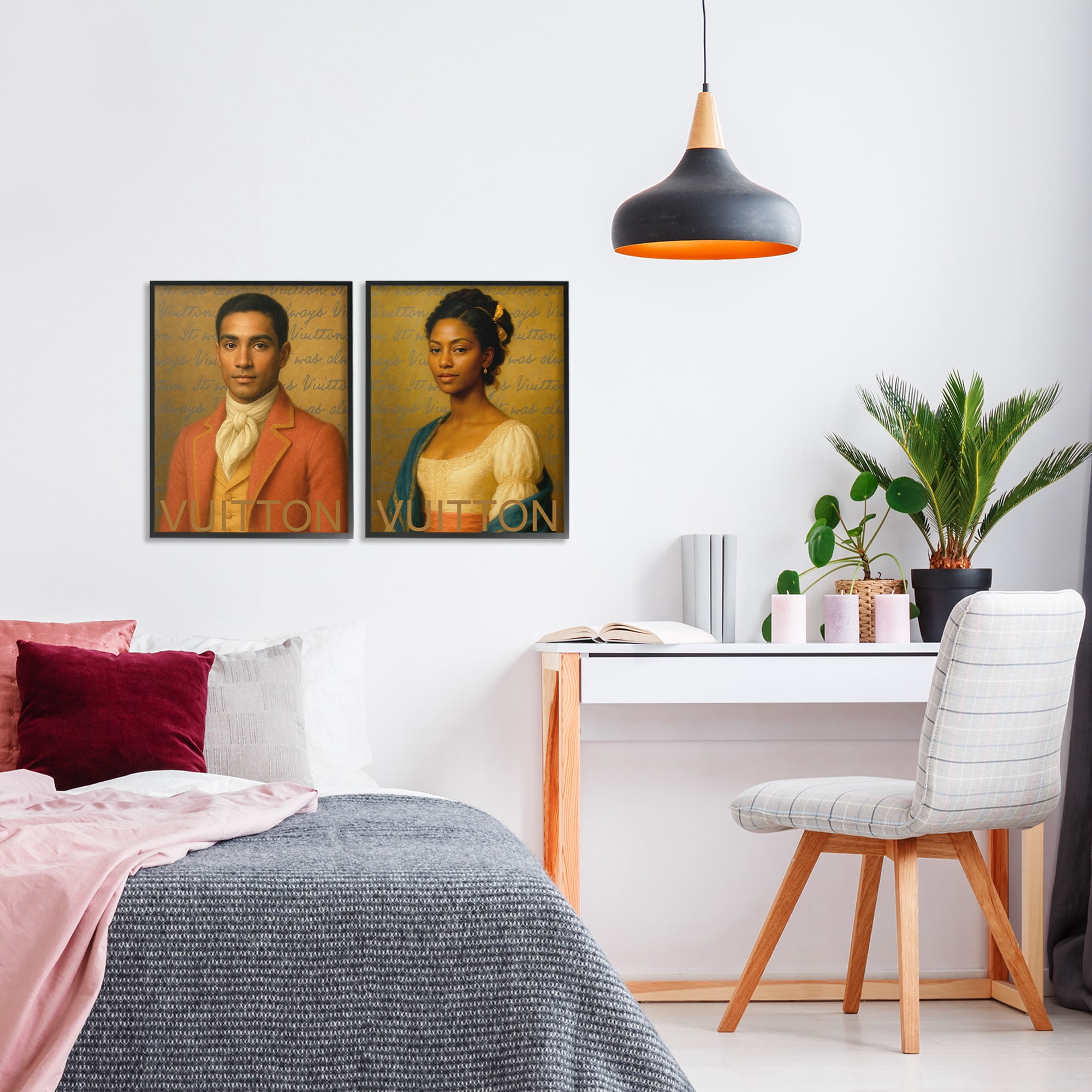 Stupell Industries Vintage Fashion Pair 2 Piece Black Framed Giclee Art Set, design by Grotto Studios