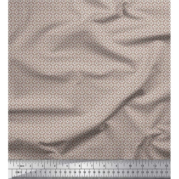 Soimoi Cotton Cambric Fabric Geometric Small Printed Craft Fabric by The Yard 56 Inch Wide