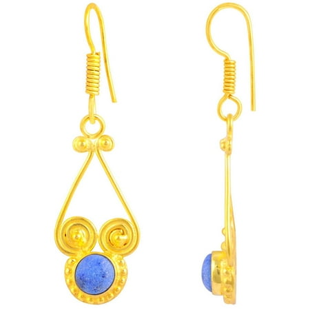 Lapis Yellow Earrings Orchid Jewelry Mfg Inc Orchid Jewelry Gold Plated 2 1/9ct. Round-cut Lapis Lazuli Fashion Earrings ()