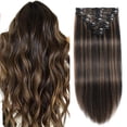 thumbnail image 1 of Balayage Extensiones de cabello con clip de color negro natural a marrón castaño Extensiones de cabello con clip de Har humano real Remy Invisible Natural Recto Sin costuras Extensiones de cabello con, 1 of 1