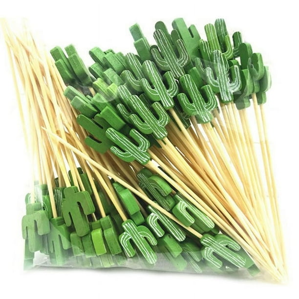 100 Palillos de Bambú Desechables para Alimentos, Frutas, Cócteles, Palillos de Dientes Hechos A Mano, Suministros de Picnic, Decoración B