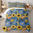 thumbnail image 2 of Erosebridal Rustic Sunflower Botanical Quilt King for Girls, Cute Bee Animal King Coverlet Set, 3pcs, 2 of 7