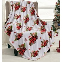 Faith, Hope, Love Home Décor Happy Holidays Microplush Throw Blanket (50" x 60") - Red Pickup Truck