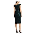 thumbnail image 2 of RALPH LAUREN Womens Green Sequined Cap Sleeve Off Shoulder Tea-Length Cocktail Body Con Dress Petites 8P, 2 of 4